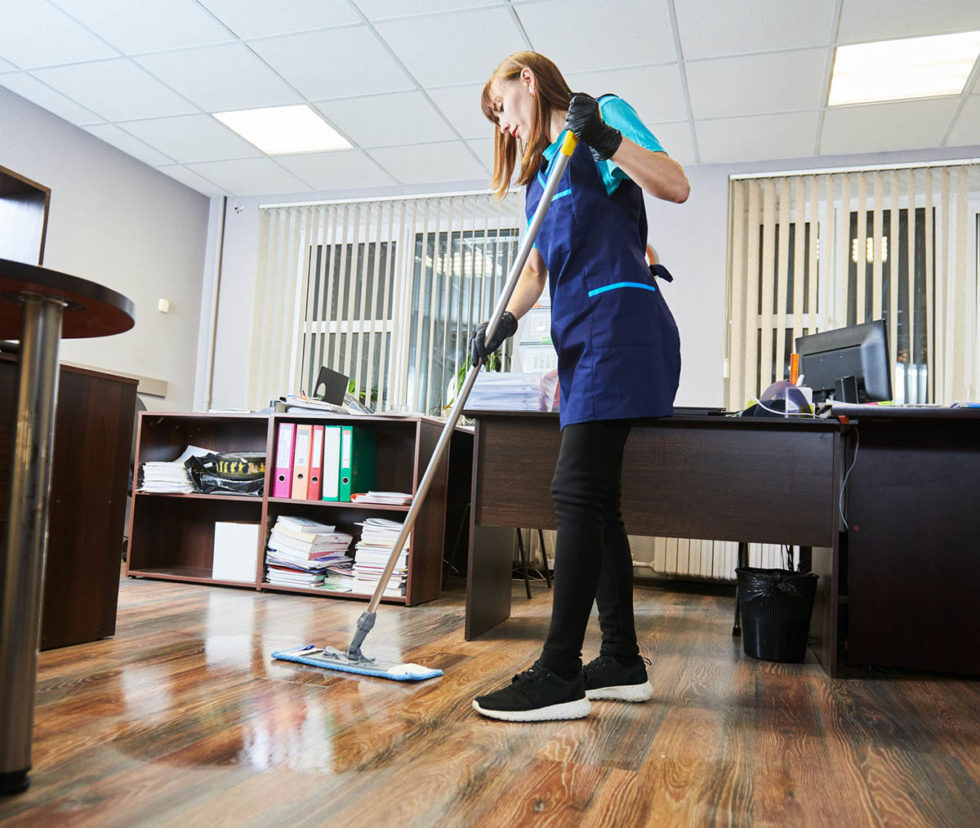 Lady moping floor